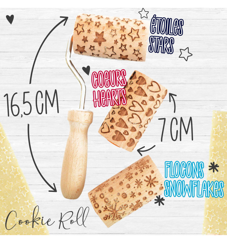 3 mini rouleaux empreintes bois interchangeables