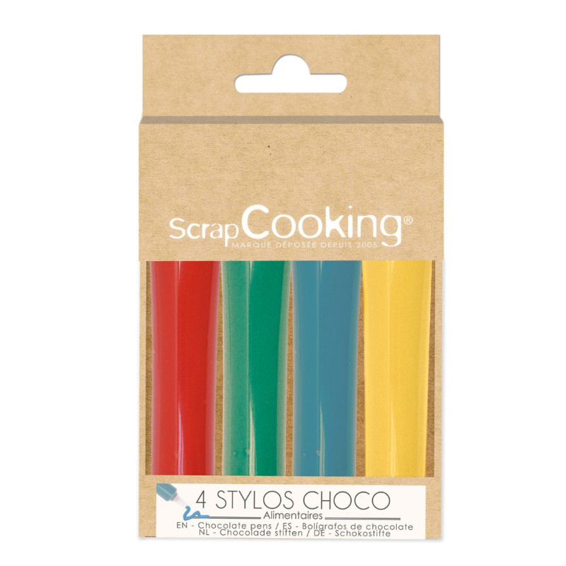 4 stylos goût choco rouge, bleu, jaune, vert