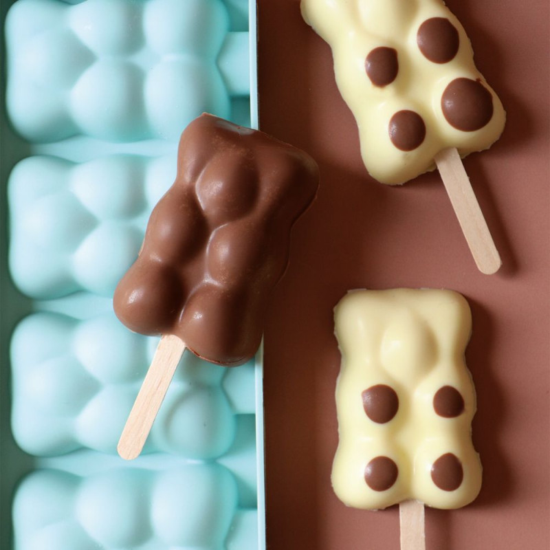 Moule en silicone pour glaces oursons sur bâtonnet