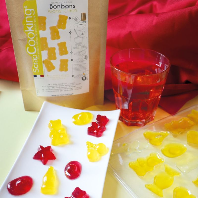 Moule multi-empreintes pour bonbons - Ourson, Croco, Cerise, Bouteille cola