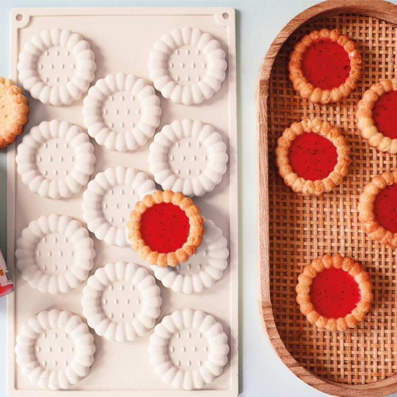 Moule silicone antiadhérent tartelettes et biscuits