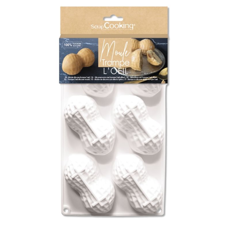Moule silicone trompe-l’œil cacahuète - 6 empreintes
