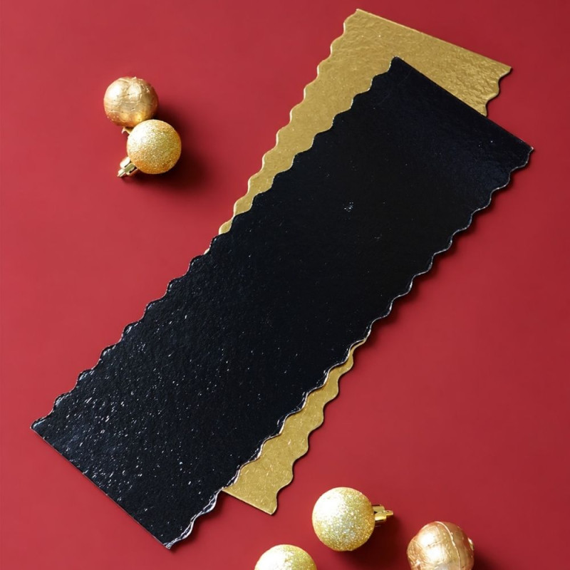 5 supports cakes/bûches or/noir 30x10cm