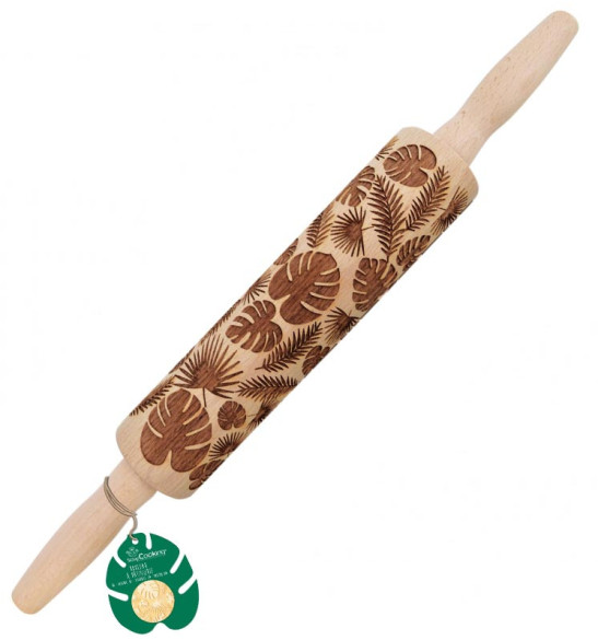 Wooden Tropical Leaves print roller -39 cm