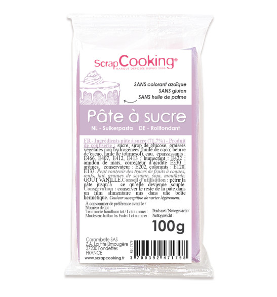 Pâte à sucre parme 100g Pâte à sucre parme 100g