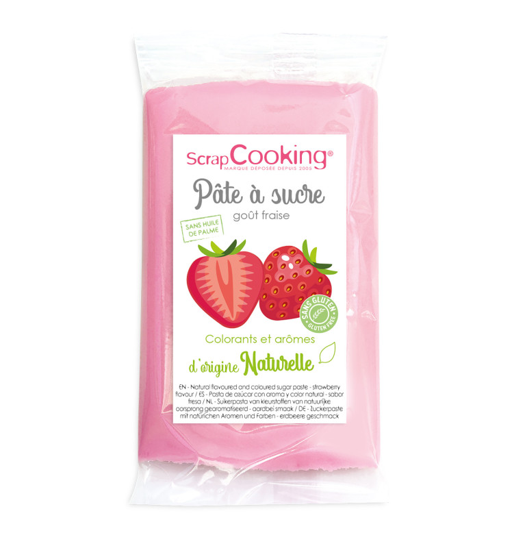 Pâte à sucre rose goût fraise 250gr