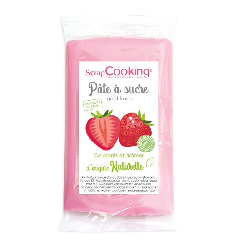 Pink sugarpaste with natural strawberry flavour 250g