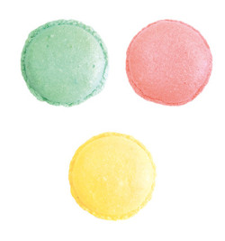 3 colorants en poudre rose poudré, vert d'eau, jaune pastel