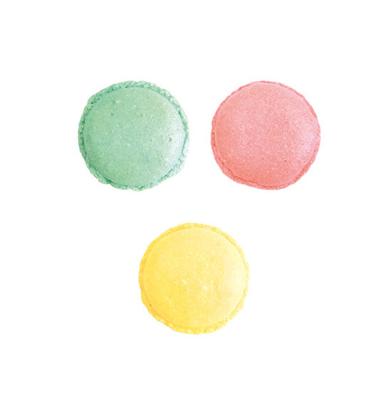3 colorants en poudre rose poudré, vert d'eau, jaune pastel