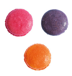 3 colorants en poudre orange, violet, rose