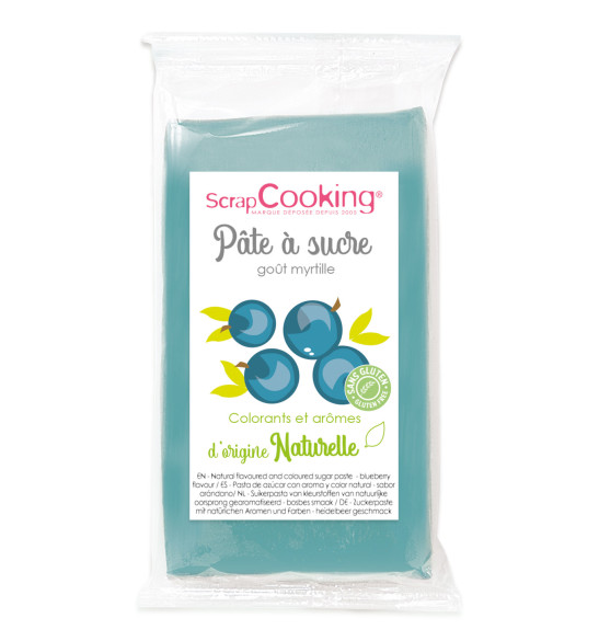 Pâte à sucre bleu goût myrtille 250gr Pâte à sucre bleu goût myrtille 250gr