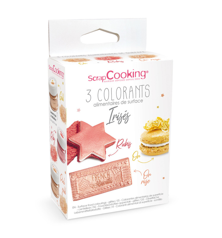 ScrapCooking - Colorants de Surface Doré Irisé 5g - Colorant Alimentaire  Poudre Or - Pour Pâtisseries, Biscuits, Macarons, Chocolats et Pâte à Sucre  - 4073 : : Epicerie