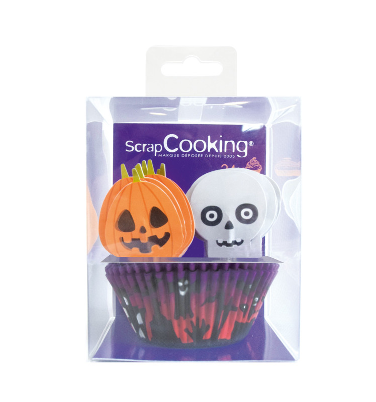 24 caissettes + 24 cake toppers Halloween