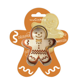 Cookie cutter + wood embosser Gingerbread man - ScrapCooking®