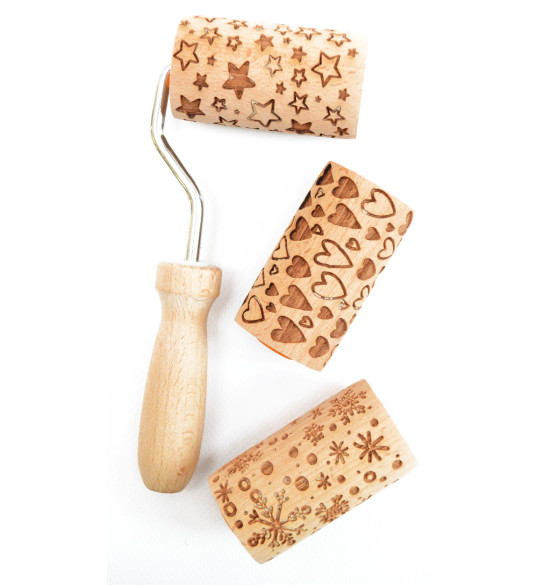 3 interchangeable mini wooden rollers