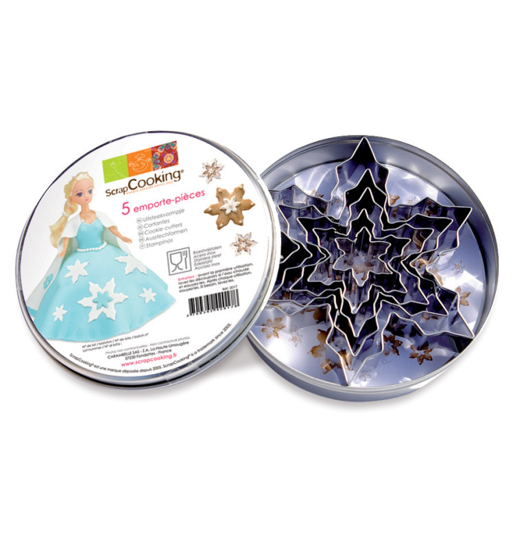 Set of 5 Snowflake stainless steel cookie cutters