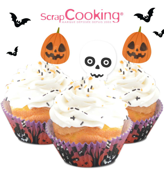 24 cupcake cases + 24 cake toppers Halloween