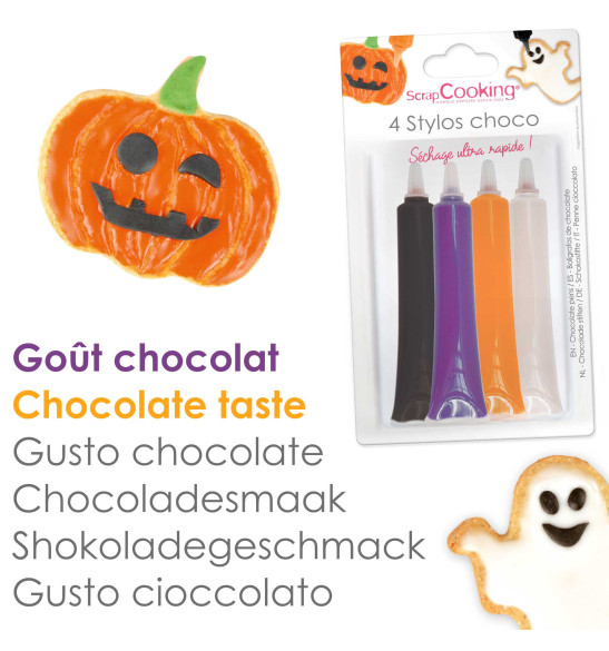 4 stylos goût choco Halloween réf.7064