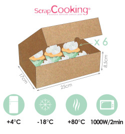 2 boites pour 6 cupcakes 17x25x4,8 cm réf.5502