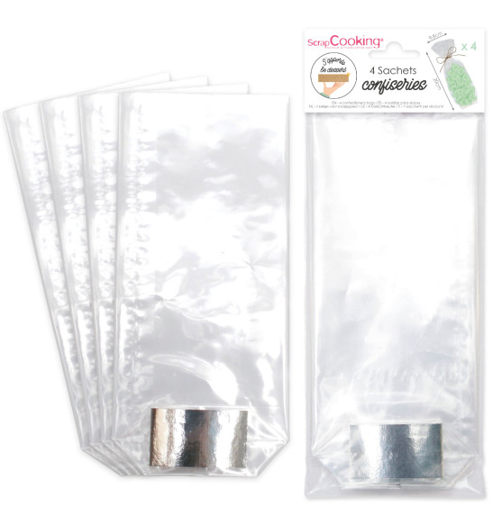 Petit sachet plat cellophane transparent, sachet bonbon alimentaire.