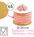 6 Thin gold/black cake boards Ø24cm