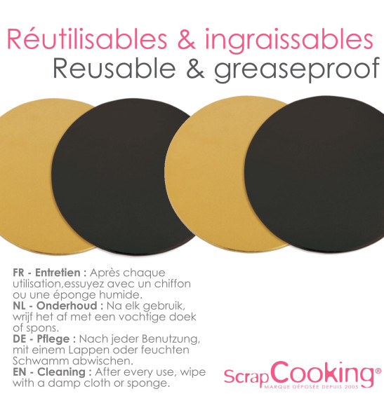 6 Thin gold/black cake boards Ø24cm