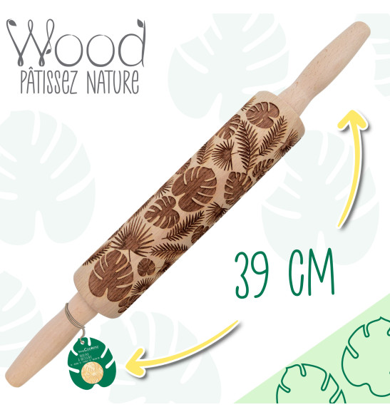Wooden Tropical Leaves print roller -39 cm