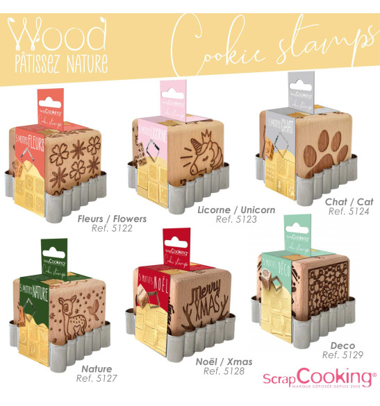 Flower wood cookie stamp + cookie cutter