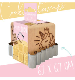 Tampon à biscuits bois licorne + découpoir réf.5123