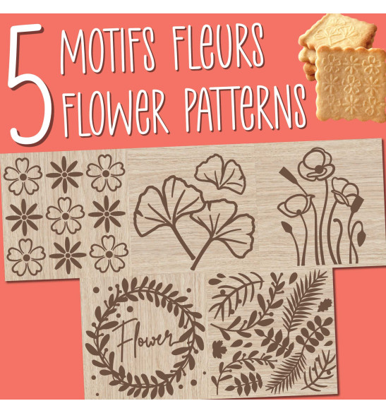 Flower wood cookie stamp + cookie cutter