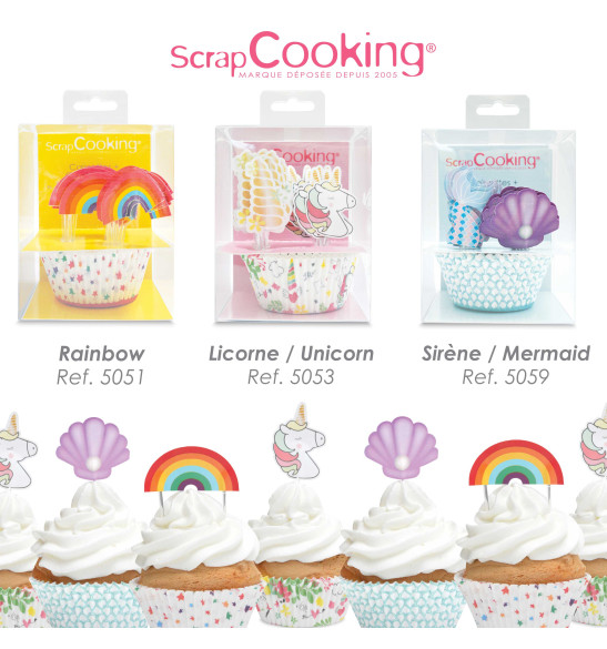 24 cupcake cases + 24 cake toppers unicorn