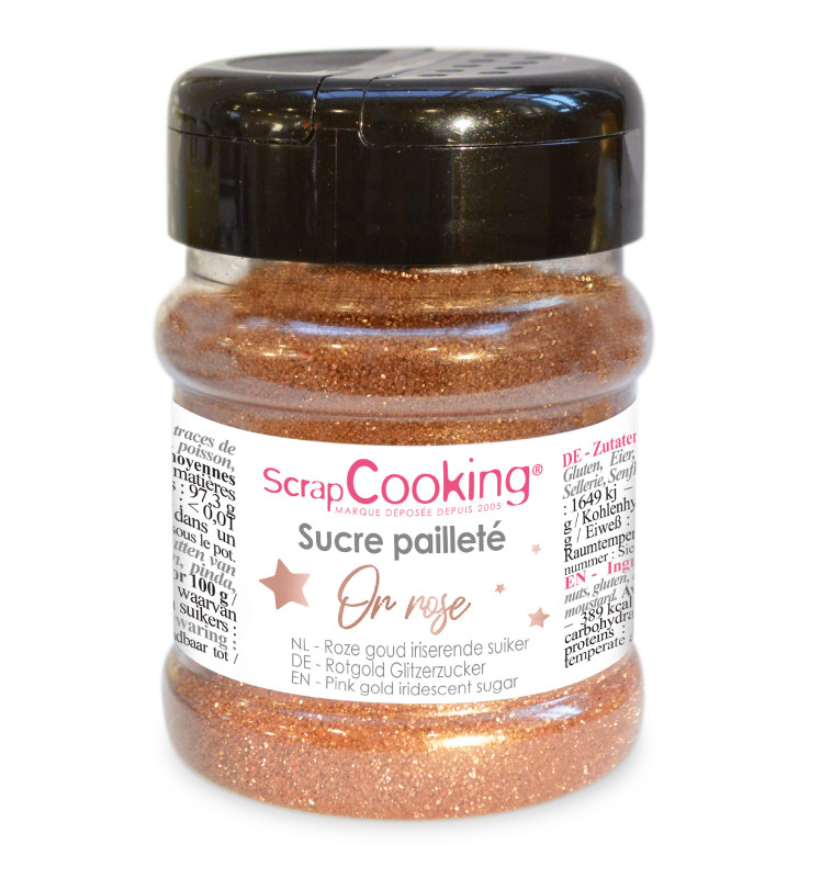 Pot de sucre pailleté or rose