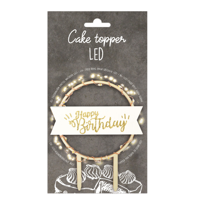 Cake topper pour gâteau en plexiglas - Happy Birthday