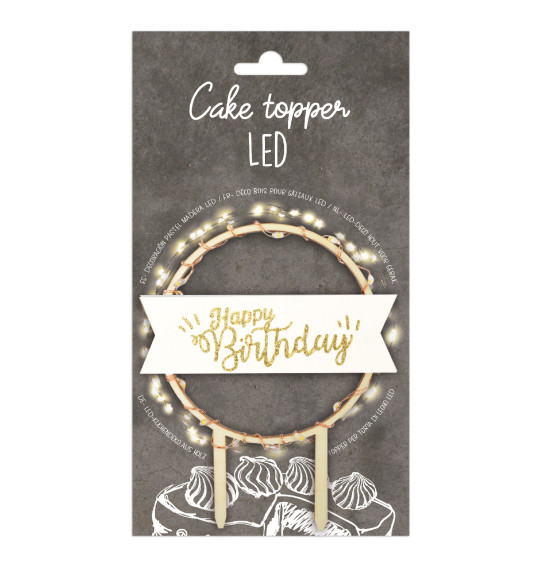 Cake topper led Happy Birthday réf.4962