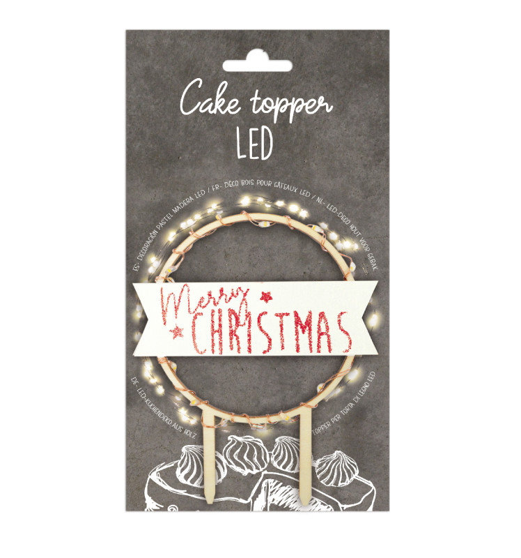 Cake topper led Merry Christmas réf.4963