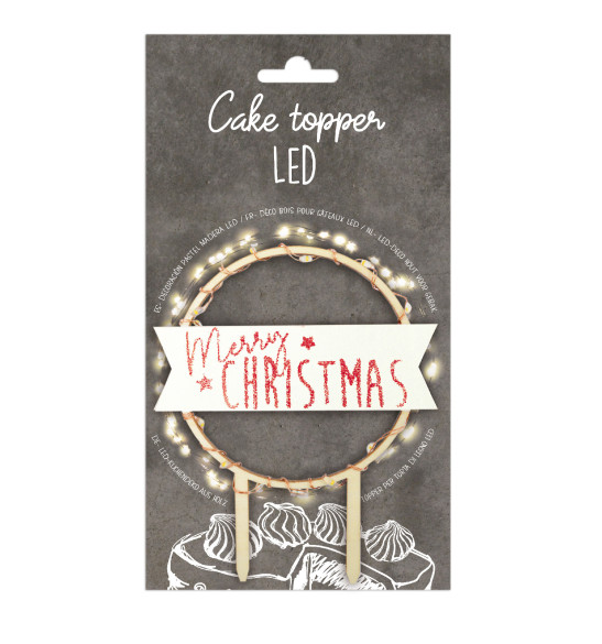 Cake topper led Merry Christmas réf.4963