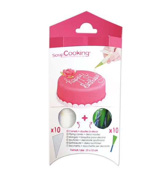 10 Cornets pâtissiers + 10 douilles à décor 10 Cornets pâtissiers + 10 douilles à décor