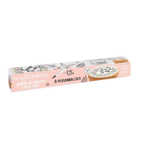 Rouleau pâte à sucre à personnaliser Flower réf.7299