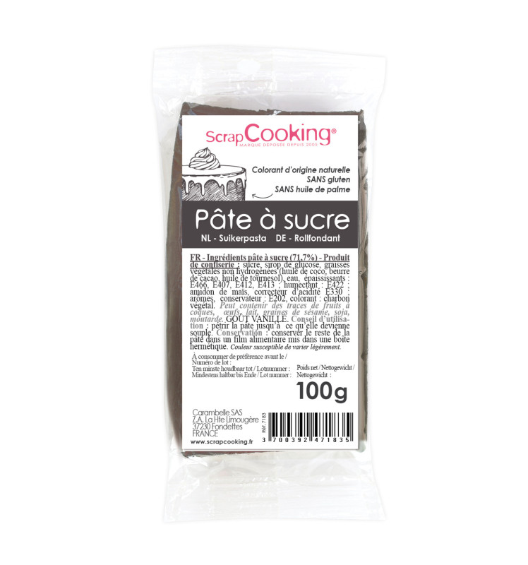 SCRAPCOOKING Pâte à sucre vert foncé 100 g + paillettes dorées pas