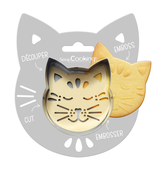 Cookie cutter + wood embosser "Cat"