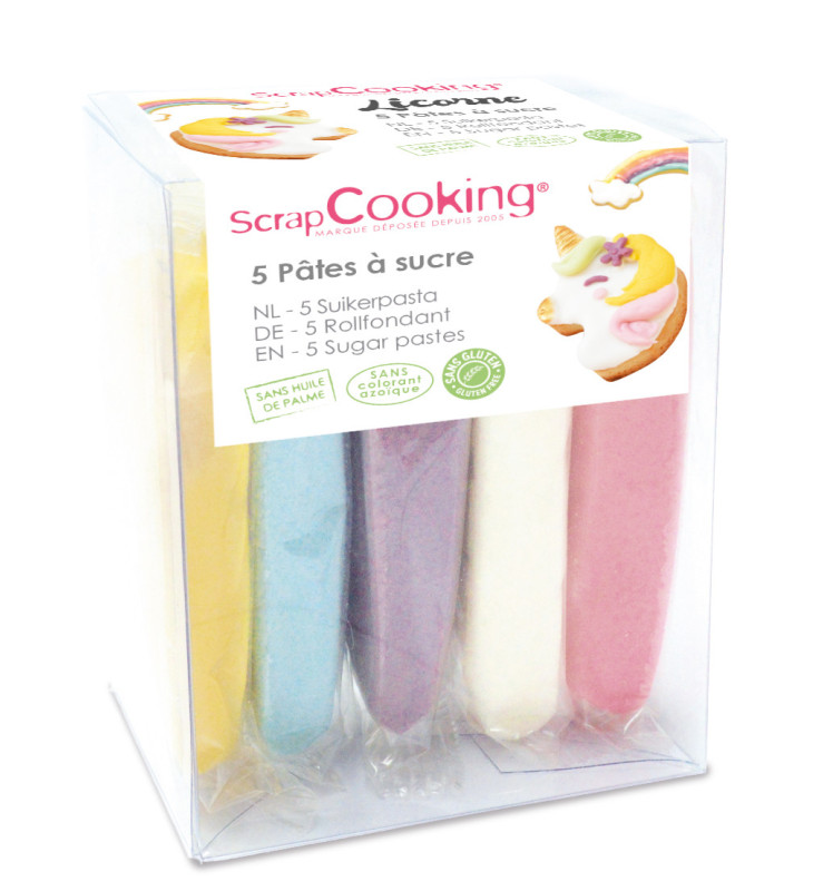 Set of 5 sugarpaste unicorn decorations - ScrapCooking