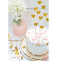 10 Long cakes toppers 20 cm golden hearts