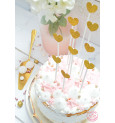 10 Long cakes toppers 20 cm golden hearts