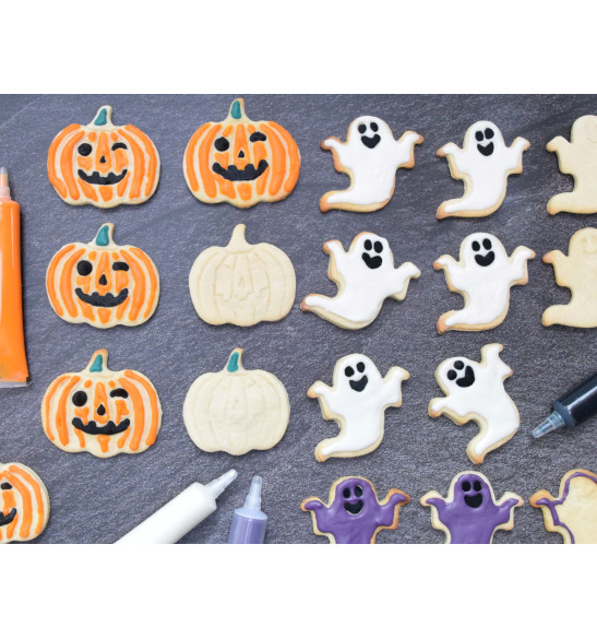 SCRAPCOOKING 3 stylos alimentaires noir, orange et violet - Halloween pas  cher 