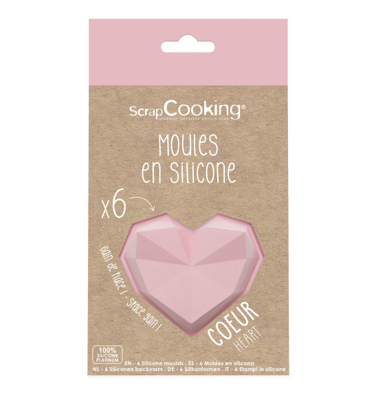 6 moules silicone individuels Cœur diamant - ScrapCooking®