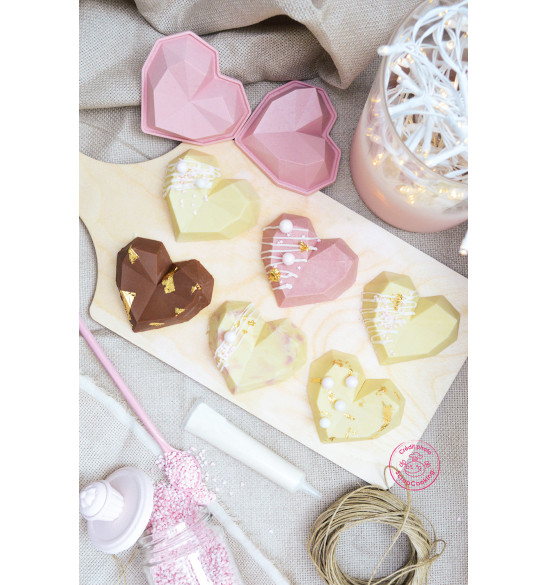 6 Individual silicone moulds Diamond hearts