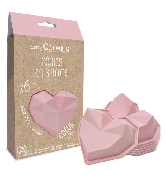 6 Individual silicone moulds Diamond hearts