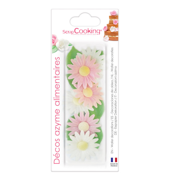 Décos azyme 6 marguerites + 6 feuilles vertes réf.2281