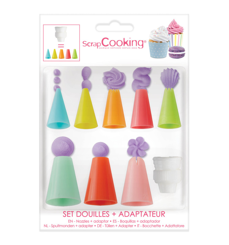 Set of plastic piping tips + coupler