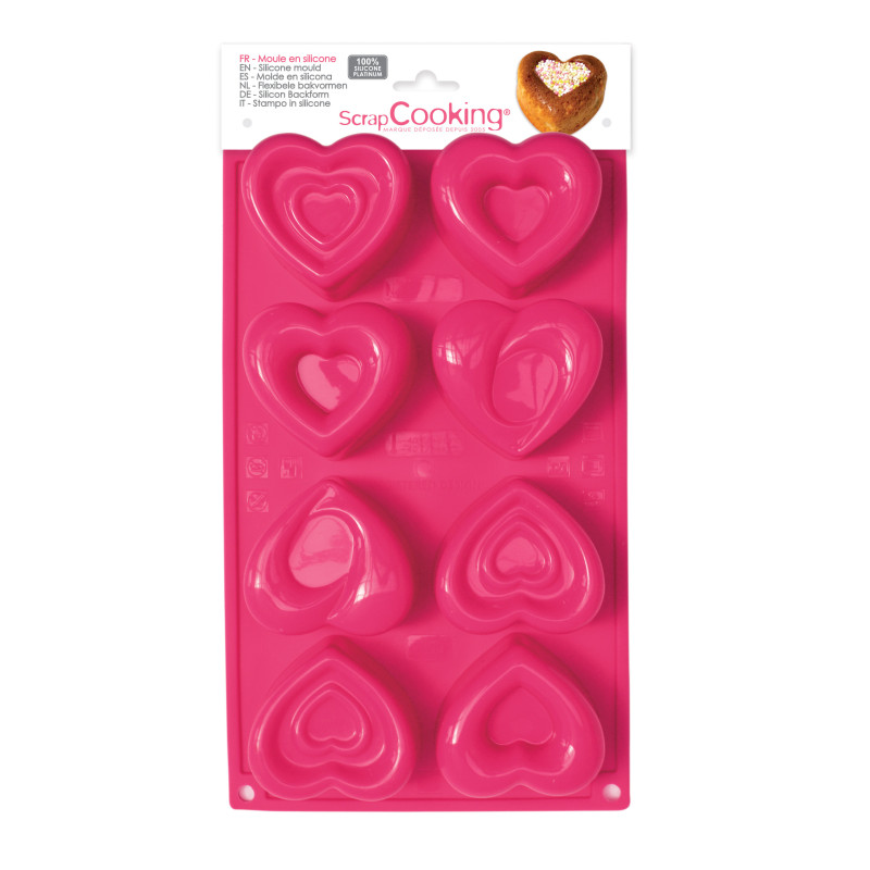 ScrapCooking® silicone mould with 8 heart-shaped cavities
